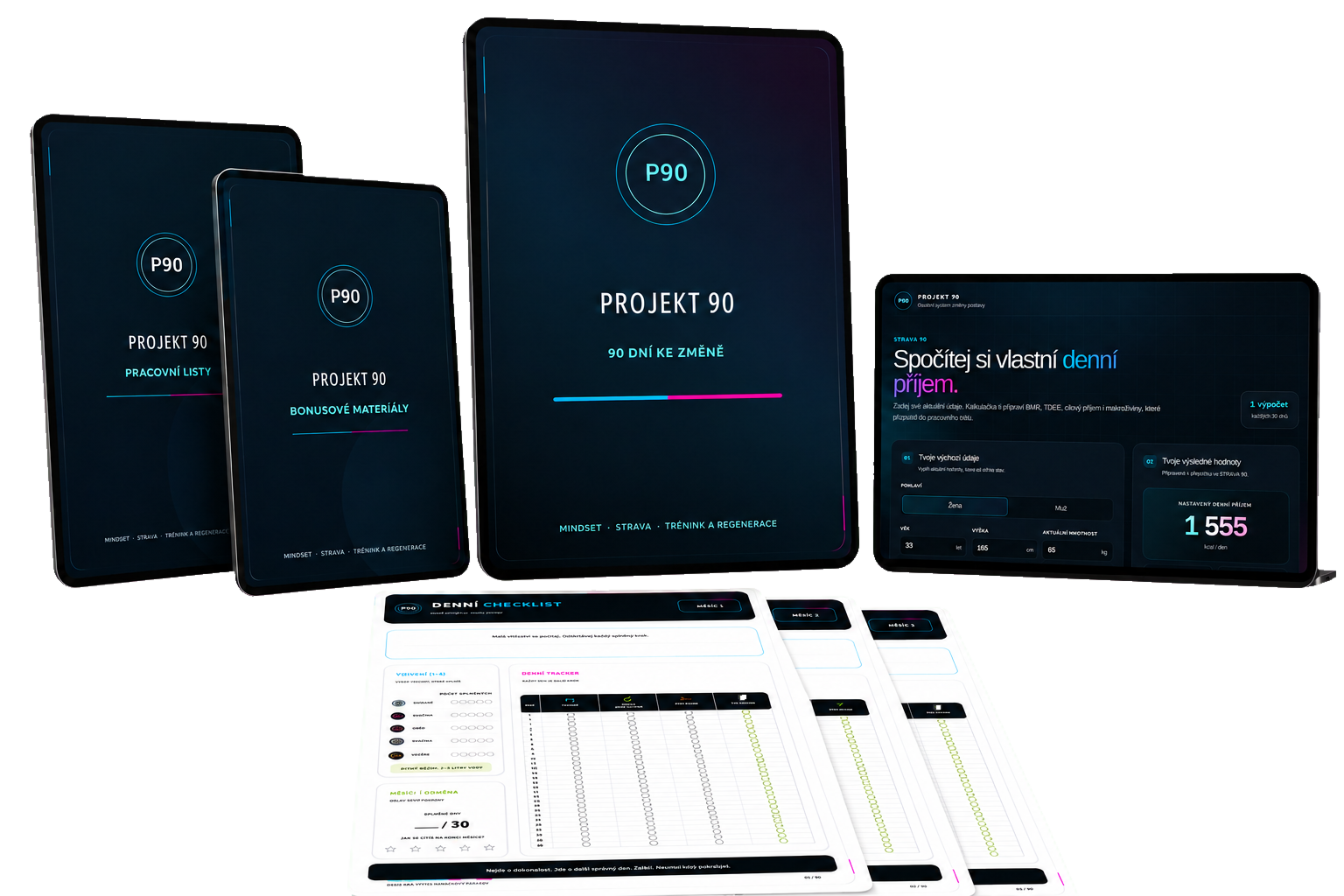 Projekt 90 — kompletní digitální systém: PlayBook, pracovní listy, bonusy, kalkulačka STRAVA 90 a denní checklisty